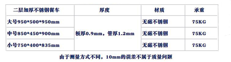 不锈钢收碗车规格型号